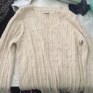 Cream V-Neck Sweater